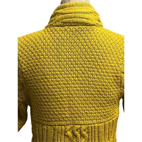 Ivy Jane Mustard Yellow Thick Knit Short Sleeve Button Front Sweater Cardigan - Picture 5 of 8